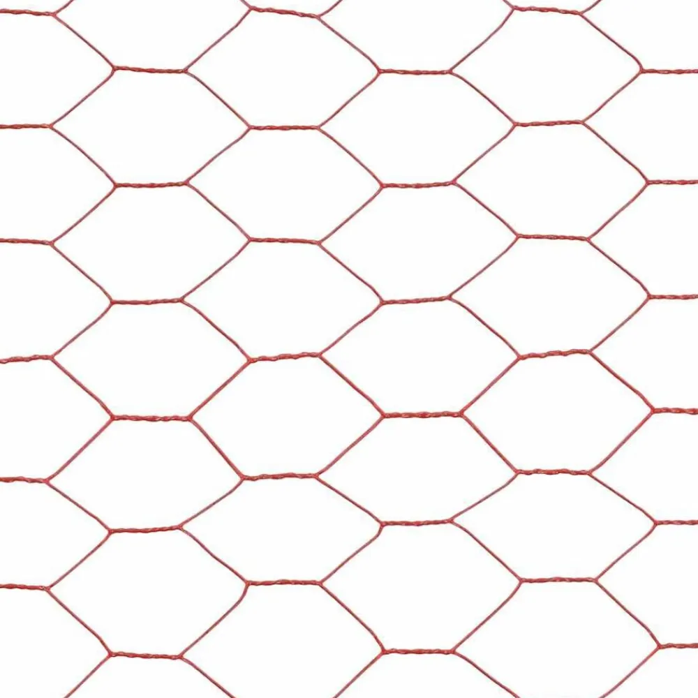 vidaXL Alambrada de gallinero acero revestimiento PVC 25x1 m Rojo Sale