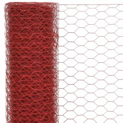 vidaXL Alambrada de gallinero acero revestimiento PVC 25x1 m Rojo Discount
