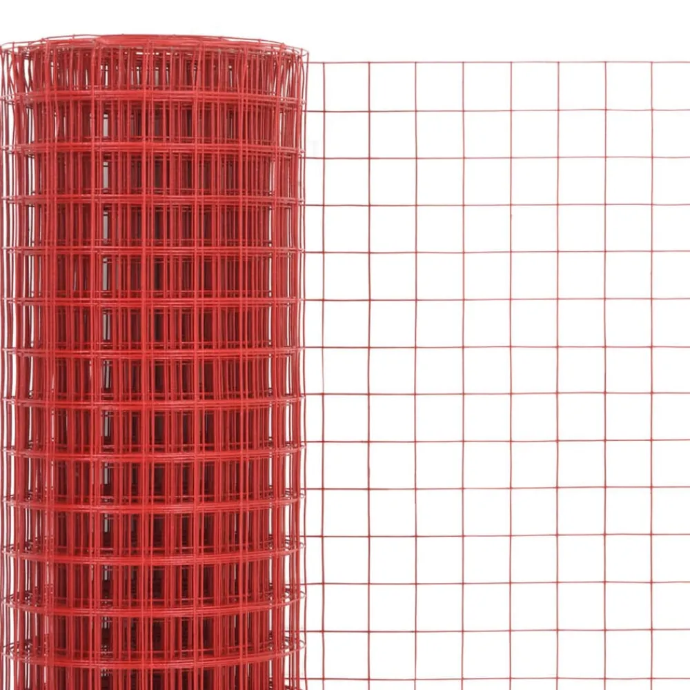 vidaXL Alambrada de gallinero acero revestimiento PVC rojo 10x1,5 m Online
