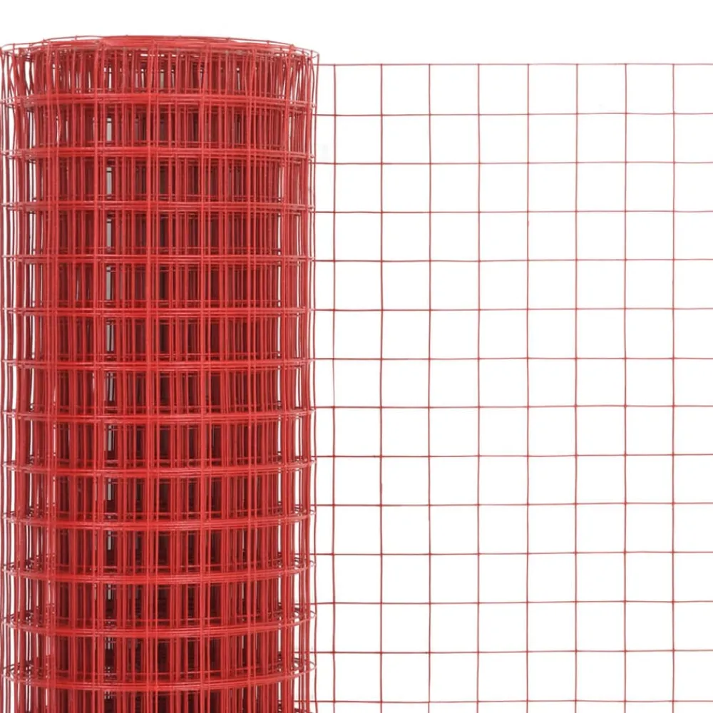 vidaXL Alambrada de gallinero acero revestimiento PVC 10x1 m Rojo Best