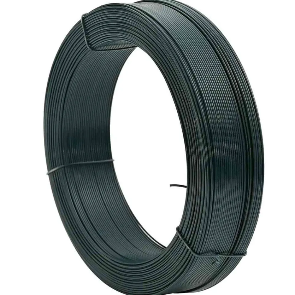 vidaXL Alambre de atar vallas acero ennegrecido 250 m 0,9/1,4 mm Verde