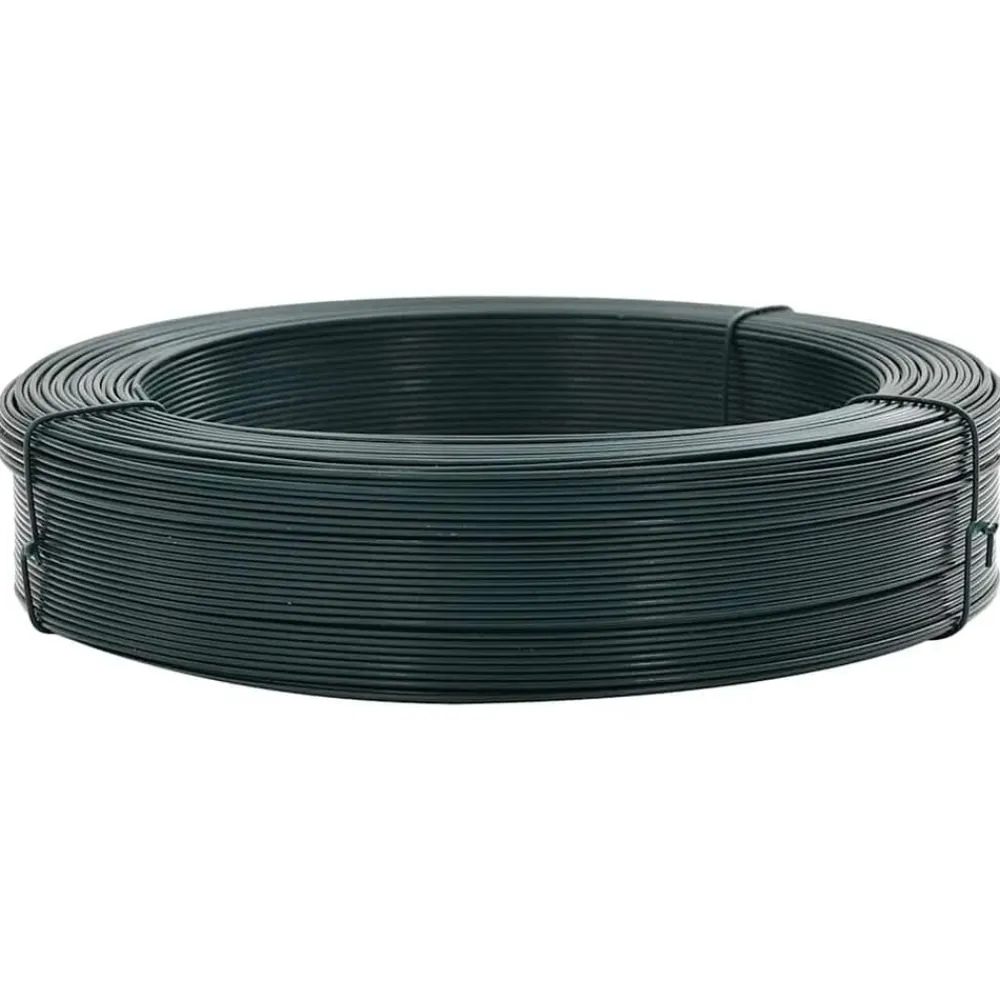 vidaXL Alambre de atar vallas acero ennegrecido 250 m 0,9/1,4 mm Verde
