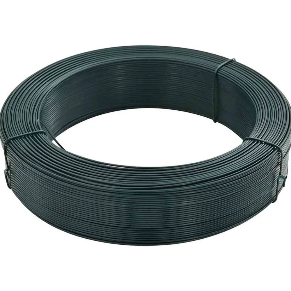 vidaXL Alambre de atar vallas acero ennegrecido 250 m 0,9/1,4 mm Verde