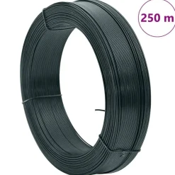 vidaXL Alambre de atar vallas acero ennegrecido 250 m 0,9/1,4 mm Verde