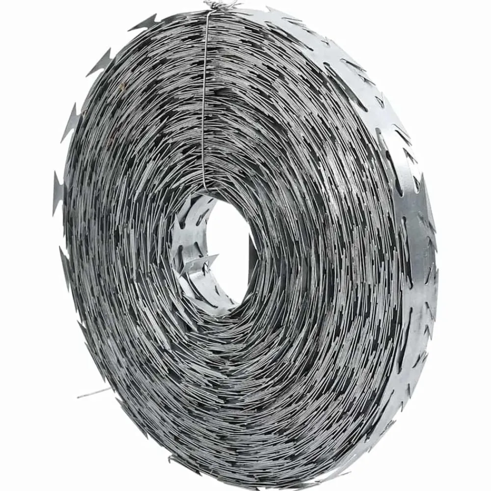 vidaXL Accesorios De Bricolaje-Alambre de Púas Plateado 5000 x 1,9 cm Acero galvanizado