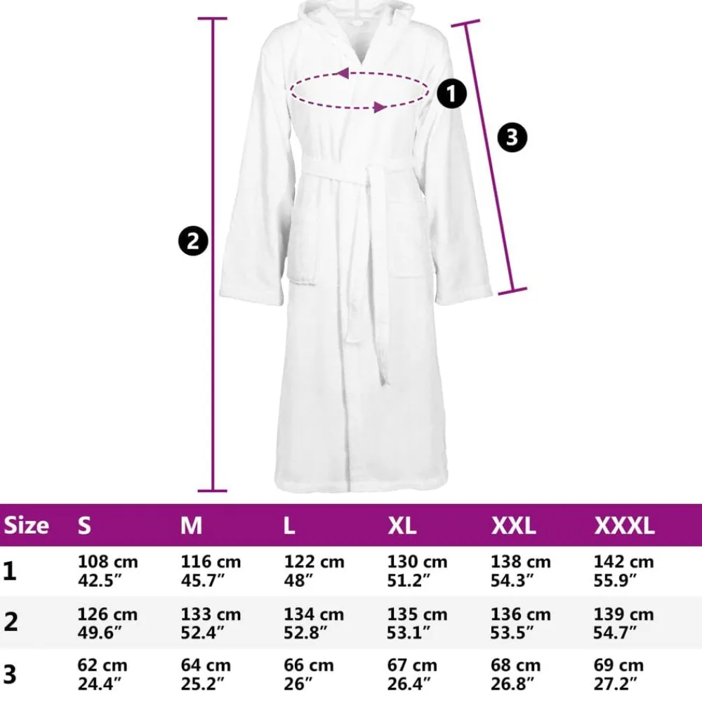 vidaXL Albornoz KINN S Algodón White Clearance