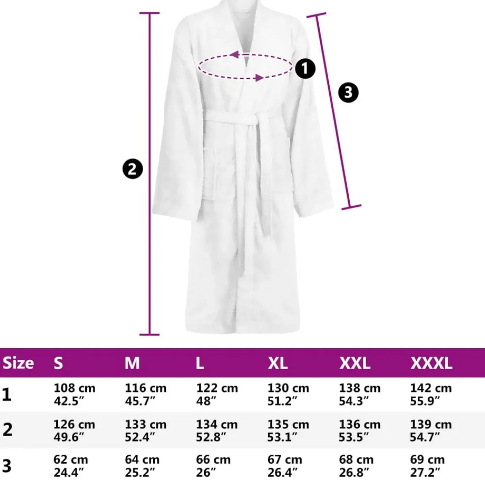 vidaXL Albornoz KINN S Algodón White Best