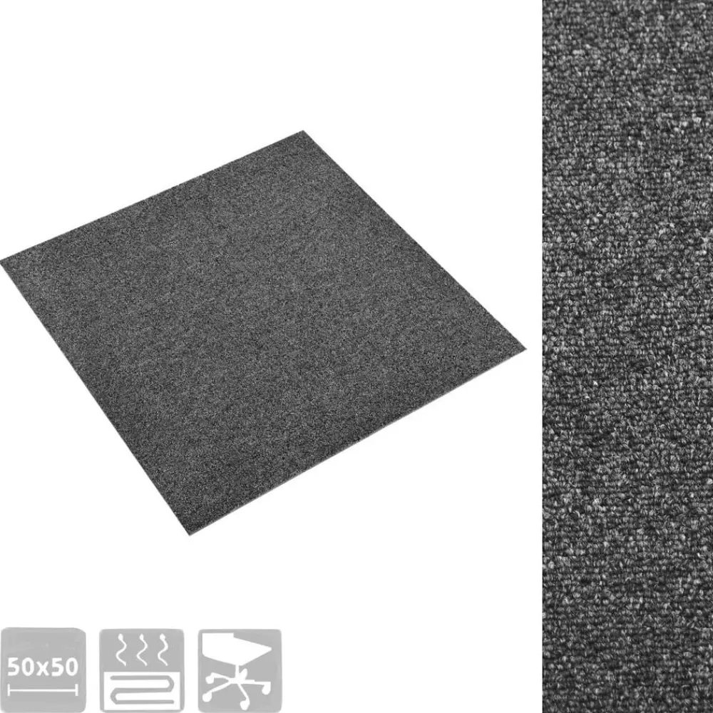 vidaXL Alfombra 20 pcs 50 x 50 cm 100% Polipropileno Antracita Outlet