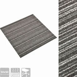 vidaXL Alfombra 20 pcs 50 x 50 cm 100% Polipropileno Antracita a rayas Hot