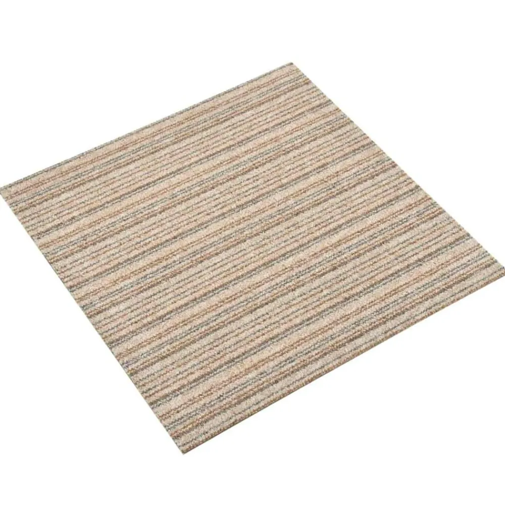 vidaXL Alfombra 20 pcs 50 x 50 cm 100% Polipropileno Beige a rayas