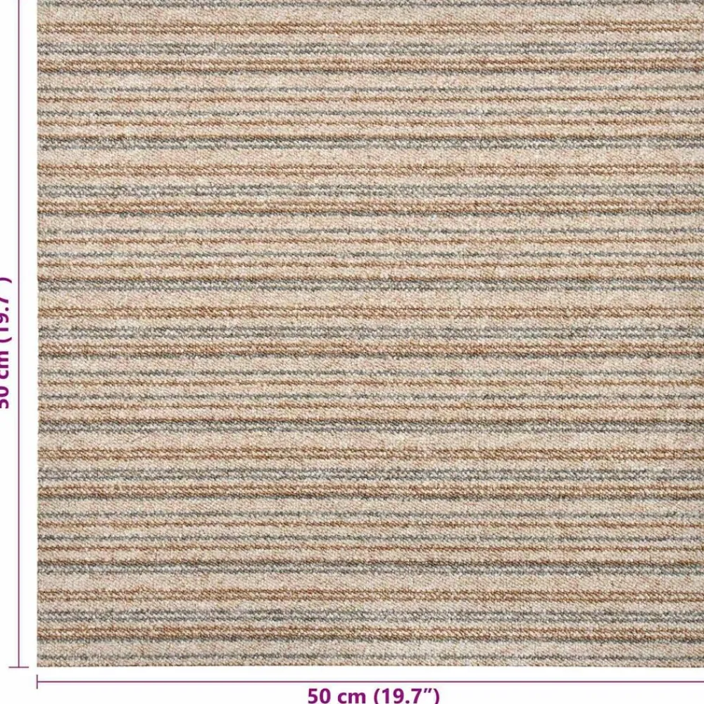 vidaXL Alfombra 20 pcs 50 x 50 cm 100% Polipropileno Beige a rayas