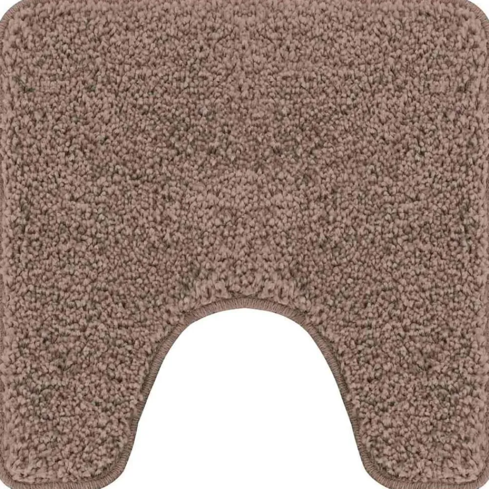 vidaXL Accesorios Para El Baño-Alfombra antideslizante para baño con corte para inodoro Marrón