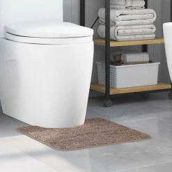vidaXL Accesorios Para El Baño-Alfombra antideslizante para baño con corte para inodoro Marrón