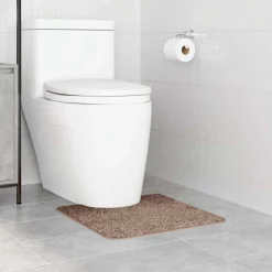 vidaXL Accesorios Para El Baño-Alfombra antideslizante para baño con corte para inodoro Marrón