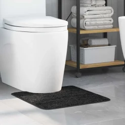 vidaXL Alfombra antideslizante para baño con corte para inodoro Gris oscuro Hot