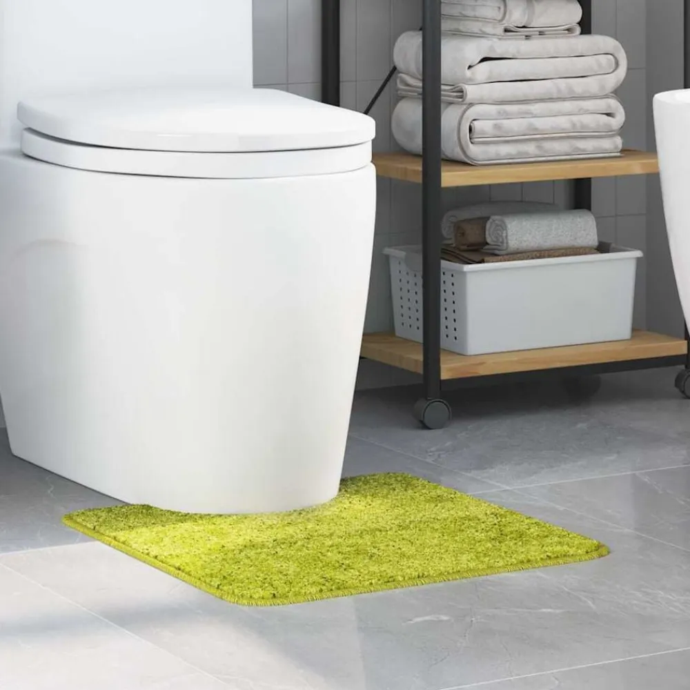 vidaXL Alfombra antideslizante para baño con corte para inodoro Verde