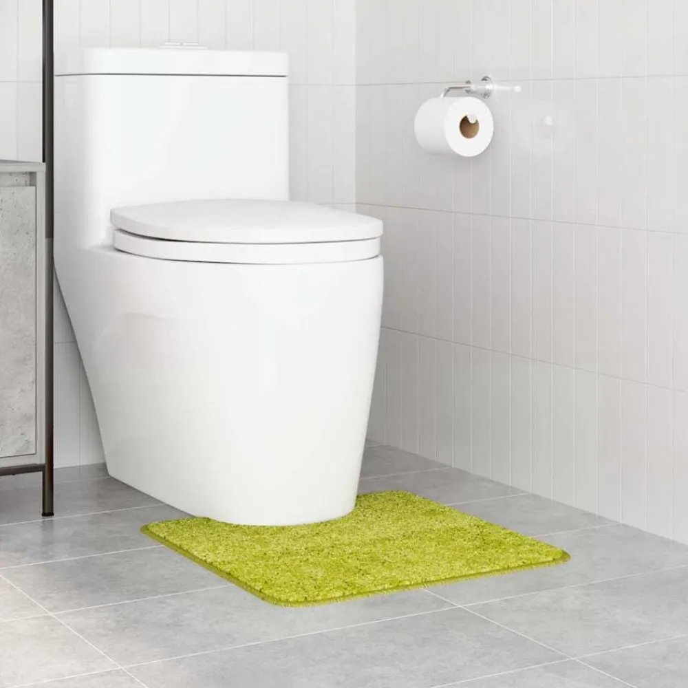 vidaXL Alfombra antideslizante para baño con corte para inodoro Verde