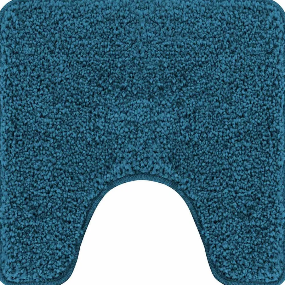 vidaXL Alfombra antideslizante para baño con corte para inodoro Azul Discount