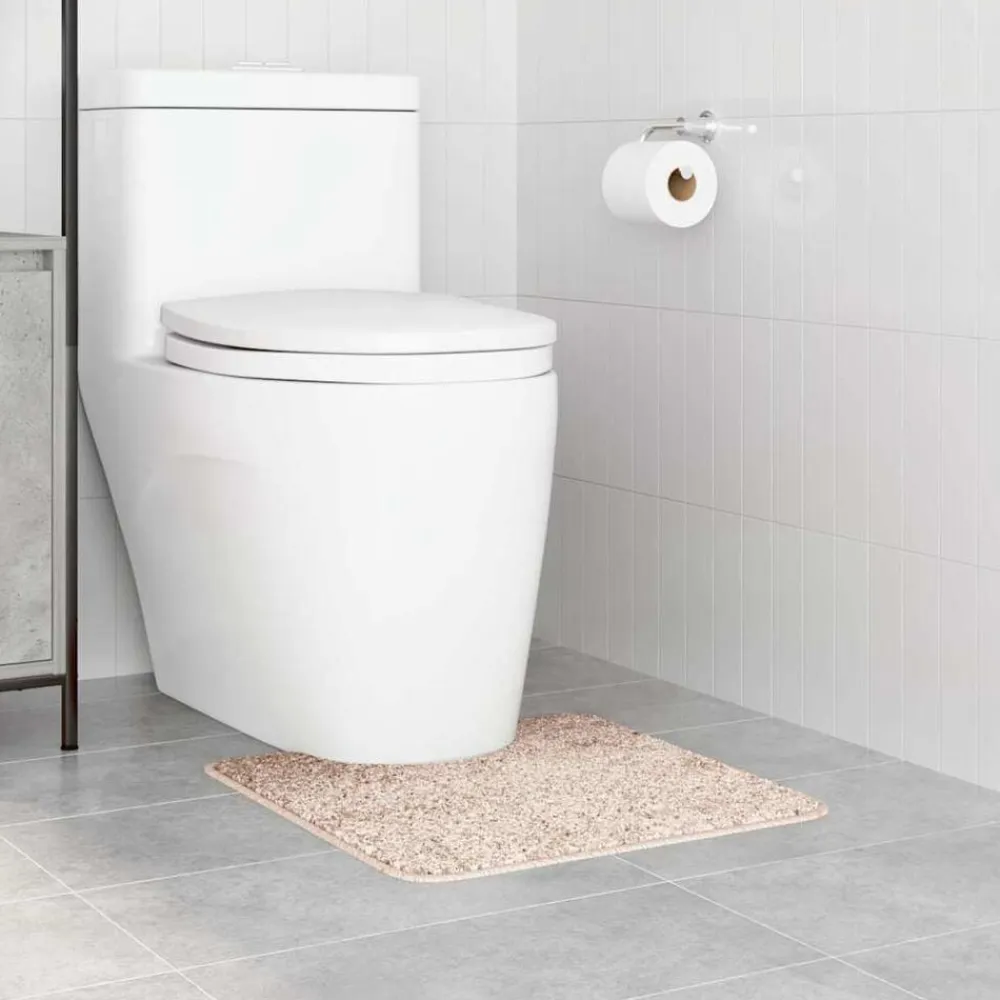 vidaXL Accesorios Para El Baño-Alfombra antideslizante para baño con corte para inodoro Crema