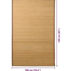 vidaXL Alfombra de bambú color natural 100x160 cm Marrón Clearance