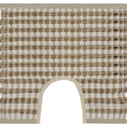 vidaXL Accesorios Para El Baño-Alfombra de baño tejida a mano de yute y tela natural y blanca