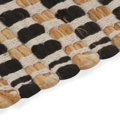 vidaXL Alfombra de baño tejida a mano de yute y tela natural y negra Negro Hot