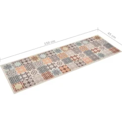 vidaXL Decoración-Alfombra de cocina lavable mosaico de colores 45x150 cm