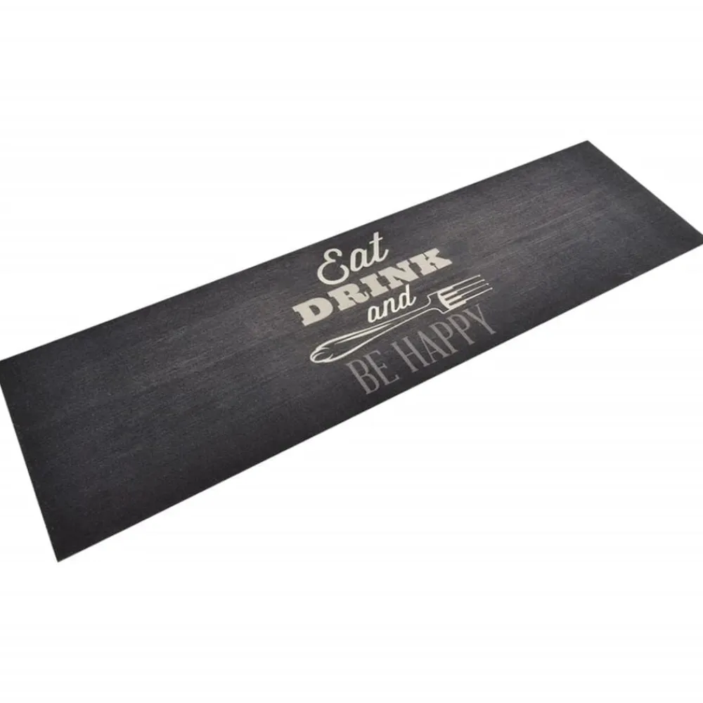 vidaXL Alfombra de cocina lavable terciopelo negro 45x150 cm Negro y blanco Clearance