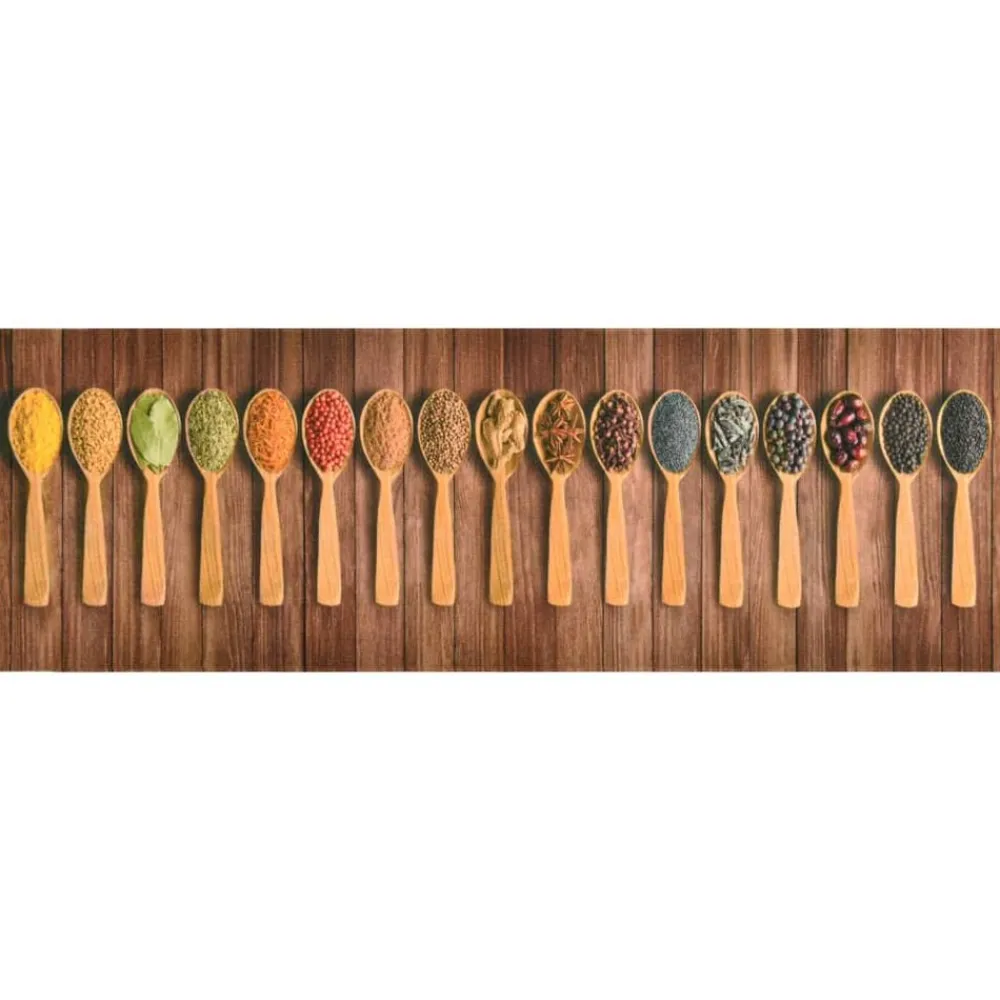 vidaXL Decoración-Alfombra de cocina lavable Spoons 60x300 cm