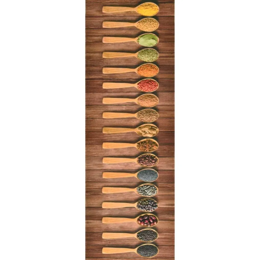 vidaXL Decoración-Alfombra de cocina lavable Spoons 60x300 cm