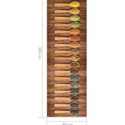 vidaXL Decoración-Alfombra de cocina lavable Spoons 60x300 cm
