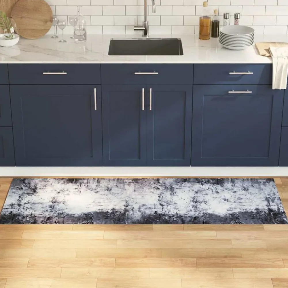 vidaXL Decoración-Alfombra de cocina Gris 180 x 60 cm Terciopelo