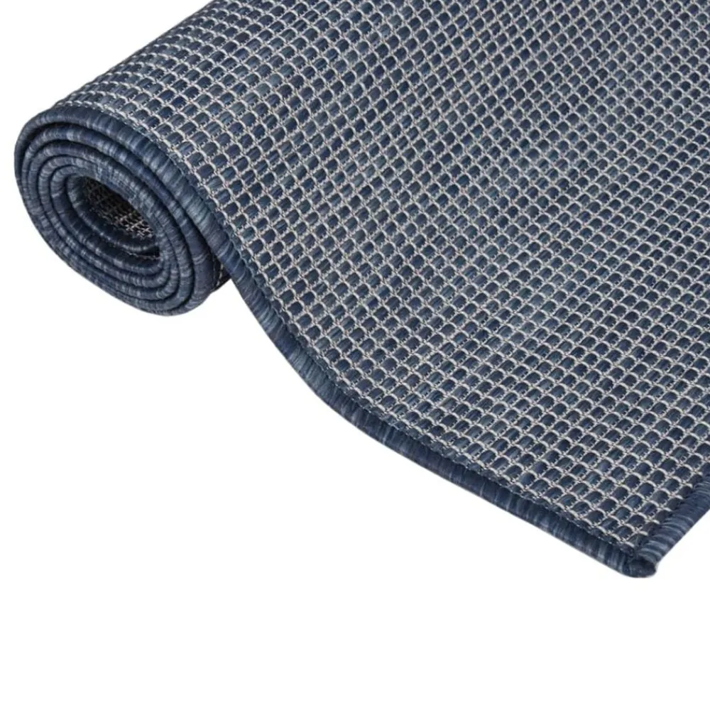 vidaXL Alfombra de exterior de tejido plano 80x250 cm Azul New