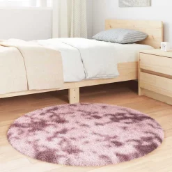 vidaXL Decoración-Alfombra de pelo largo NAVARRA rosa polvoriento 100x100 cm