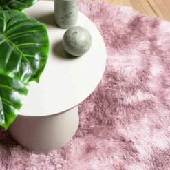 vidaXL Decoración-Alfombra de pelo largo NAVARRA rosa polvoriento 100x100 cm