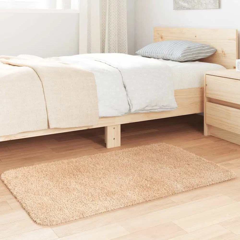vidaXL Alfombra de pelo largo NAVARRA 60x100 cm poliéster Beige Clearance