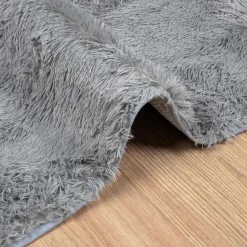 vidaXL Alfombra de pelo largo NAVARRA 120x120 cm poliéster Gris claro Sale