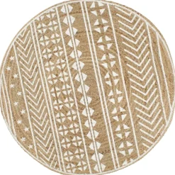 vidaXL Alfombra de yute tejida a mano con estampado blanco 90 cm New