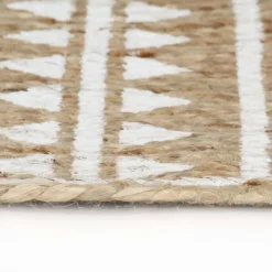 vidaXL Alfombra de yute tejida a mano con estampado blanco 90 cm New