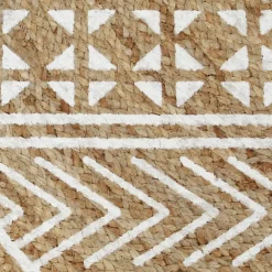 vidaXL Alfombra de yute tejida a mano con estampado blanco 90 cm New