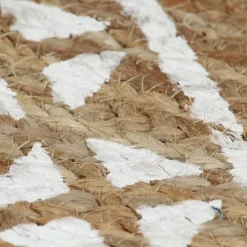 vidaXL Alfombra de yute tejida a mano con estampado blanco 90 cm New