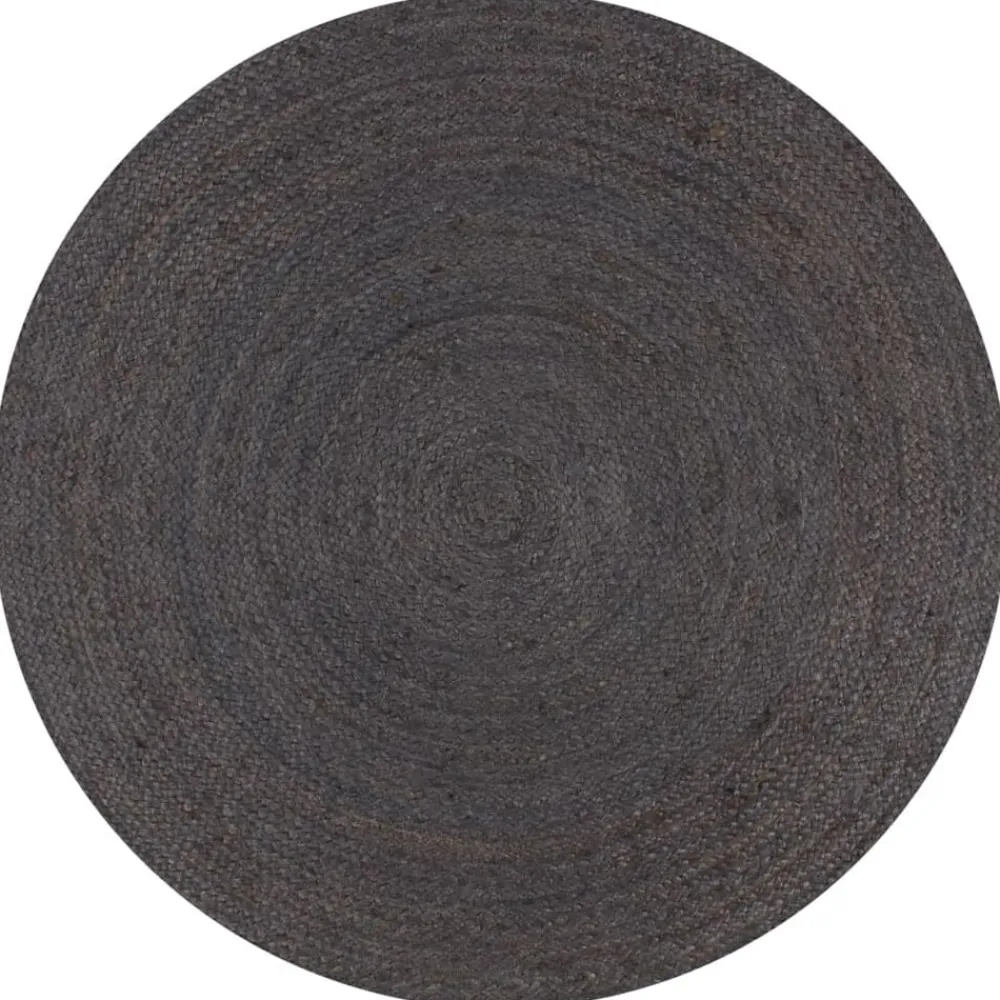 vidaXL Decoración-Alfombra de yute tejida a mano redonda gris 90 cm