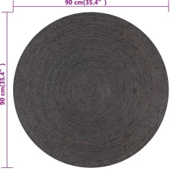 vidaXL Decoración-Alfombra de yute tejida a mano redonda gris 90 cm