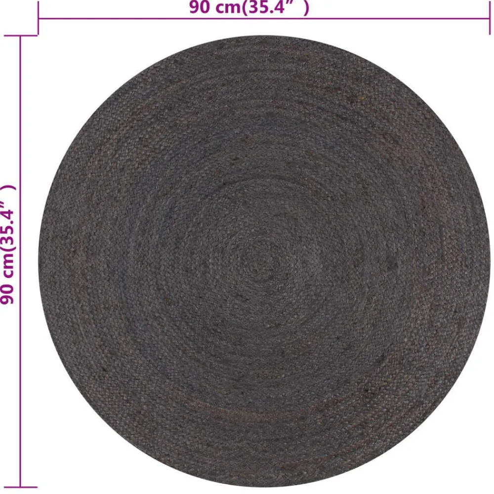 vidaXL Decoración-Alfombra de yute tejida a mano redonda gris 90 cm