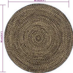 vidaXL Alfombra de yute tejida a mano y natural 90 cm Negro