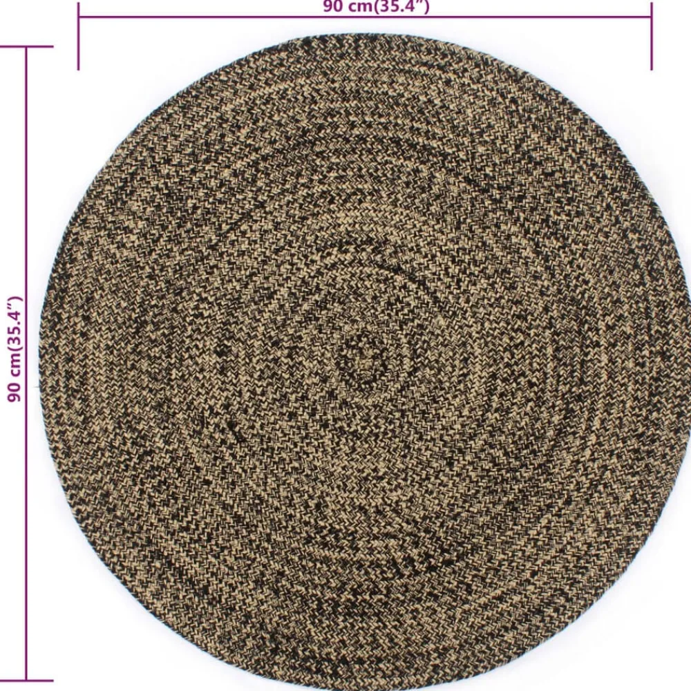 vidaXL Alfombra de yute tejida a mano y natural 90 cm Negro