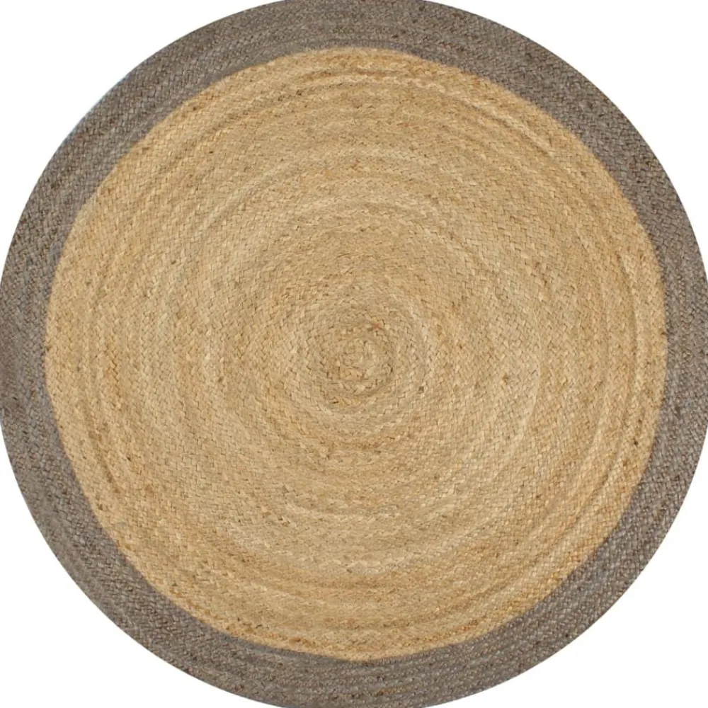 vidaXL Alfombra hecha a mano de yute con borde 90 cm Gris Clearance