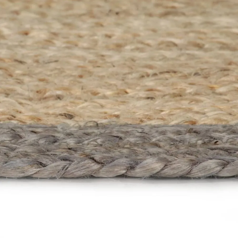 vidaXL Alfombra hecha a mano de yute con borde 90 cm Gris Clearance