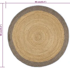 vidaXL Alfombra hecha a mano de yute con borde 90 cm Gris Clearance