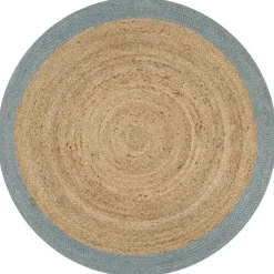vidaXL Alfombra hecha a mano de yute con borde 90 cm Verde oliva Sale